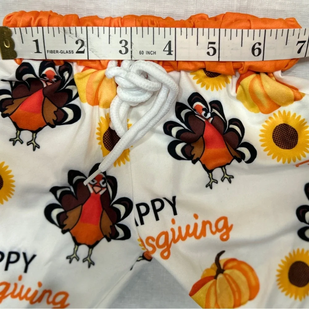 3-6 months baby unisex Turkey Pumpkin Sunflower jogger set